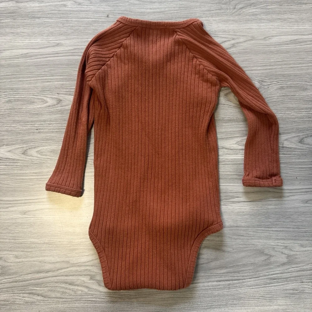 Kate Quinn Kimono Style Ribbed Rust Bodysuit 18-24M